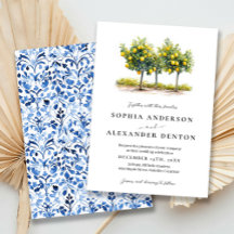 Mediterranean Style Lemon Tree Wedding Invitation
