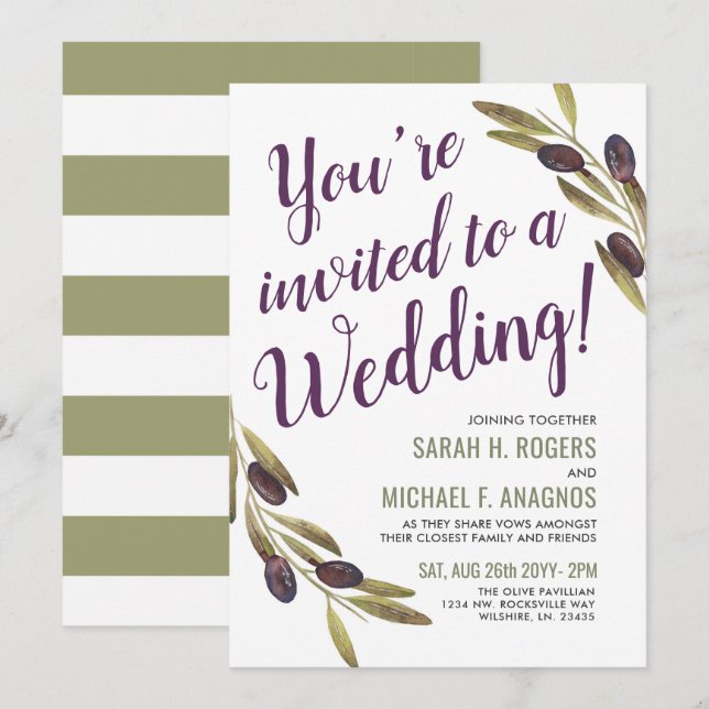Mediterranean Style Sangria | Sage Wedding Invite (Front/Back)
