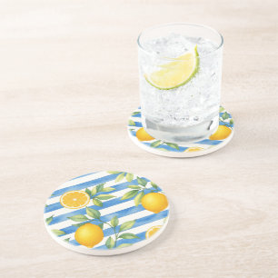 Mediterranean Summer Citrus Art Print Coaster