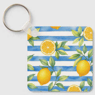 Mediterranean Summer Citrus Kitchen Decor Keychain