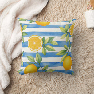Mediterranean Summer Citrus Kitchen Decor Throw Pillow