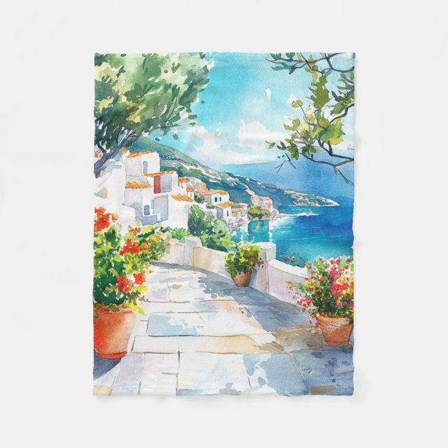 Mediterranean Summer Fleece Blanket (Front)
