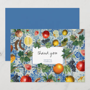 Mediterranean Summer Fruit Blue Mosaic Thank You
