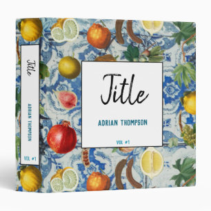 Mediterranean Summer Fruit & Blue White Mosaic Binder
