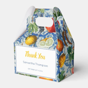 Mediterranean Summer Fruit & Blue White Mosaic Fav Favor Box