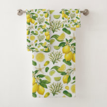 Mediterranean Summer Lemon Citrus Bath Towel Set