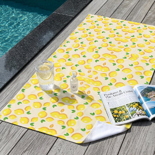 Mediterranean Summer Lemon Citrus Fruit Pattern Beach Towel