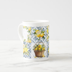 Mediterranean Summer Lemon Pattern  Bone China Mug