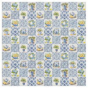 Mediterranean Summer Lemon Pattern Fabric