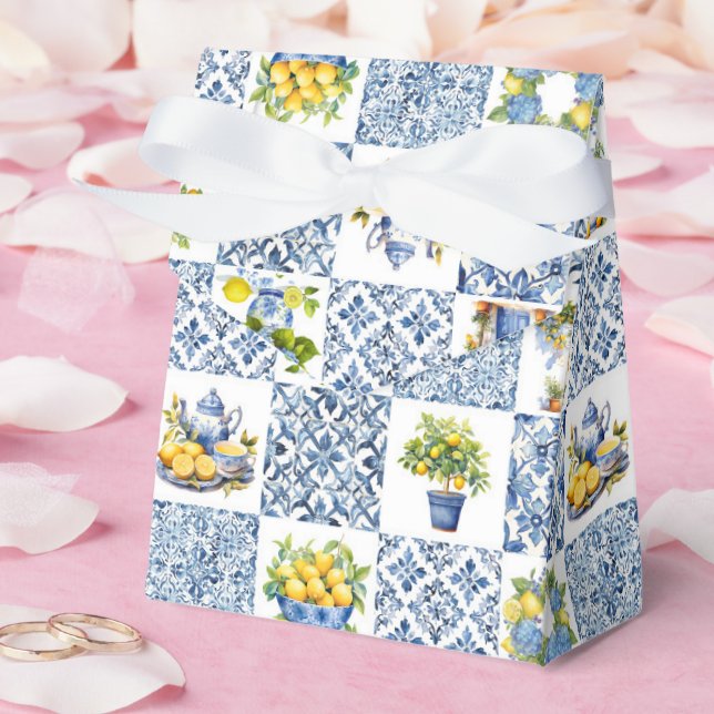 Mediterranean Summer Lemon Pattern  Favor Box (Wedding)