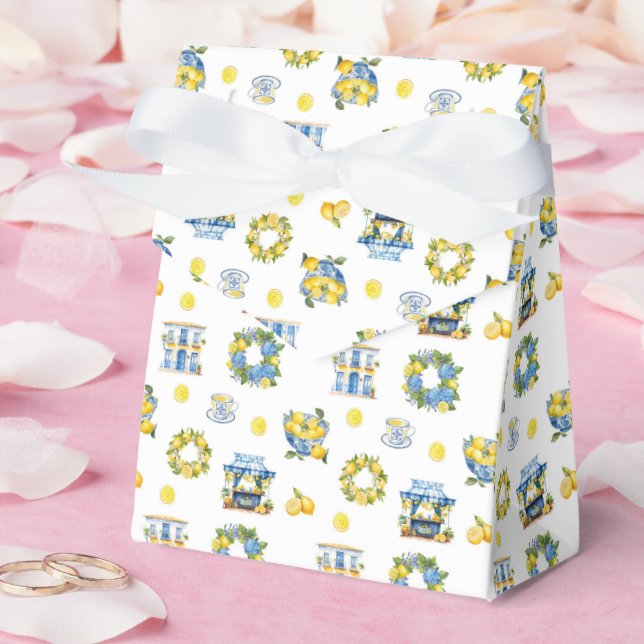 Mediterranean Summer Lemon Pattern  Favor Box (Wedding)