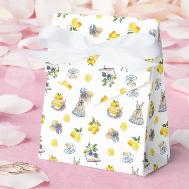 Mediterranean Summer Lemon Pattern  Favor Box (Wedding)