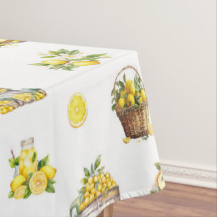 Mediterranean Summer Lemon Pattern  Tablecloth