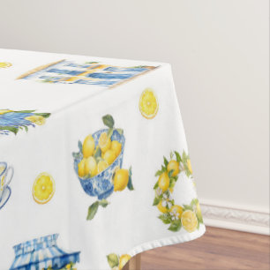 Mediterranean Summer Lemon Pattern  Tablecloth