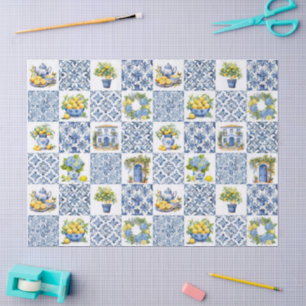 Mediterranean Summer Lemon Pattern  Tissue Paper