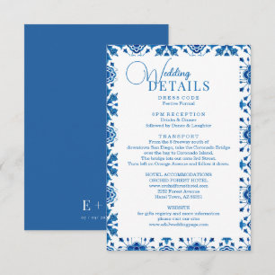 Mediterranean summer modern blue mosaic Wedding Enclosure Card