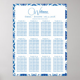 Mediterranean summer modern blue Seating Charts