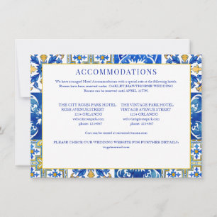 Mediterranean summer modern blue yellow Wedding Card