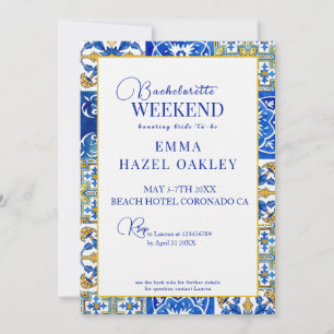 Mediterranean summer modern tile Bridal Weekend Invitation