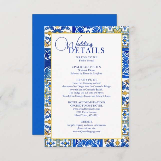 Mediterranean summer modern tile  enclosure card (Front/Back)