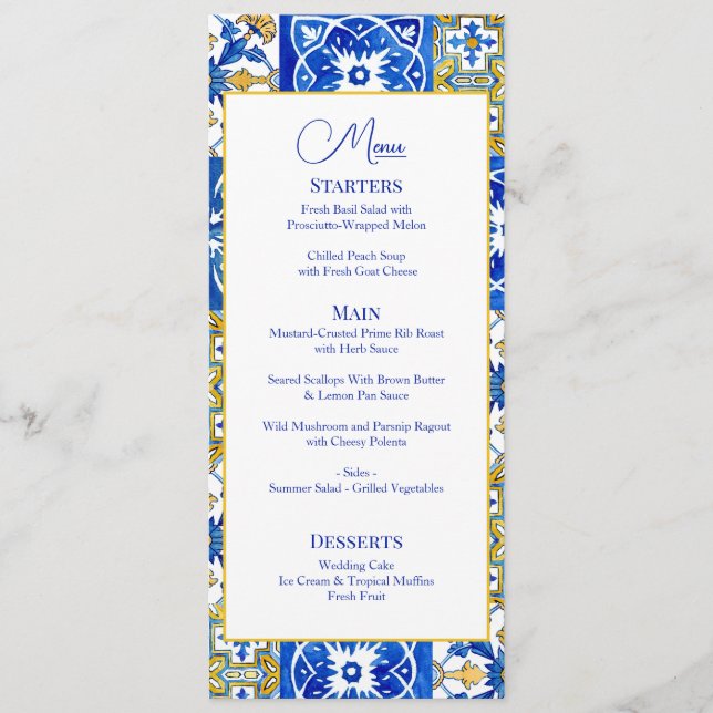 Mediterranean summer modern tile Flat Menu (Front)