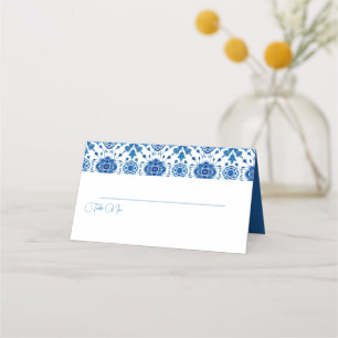 Mediterranean summer modern tile Folded Place Card