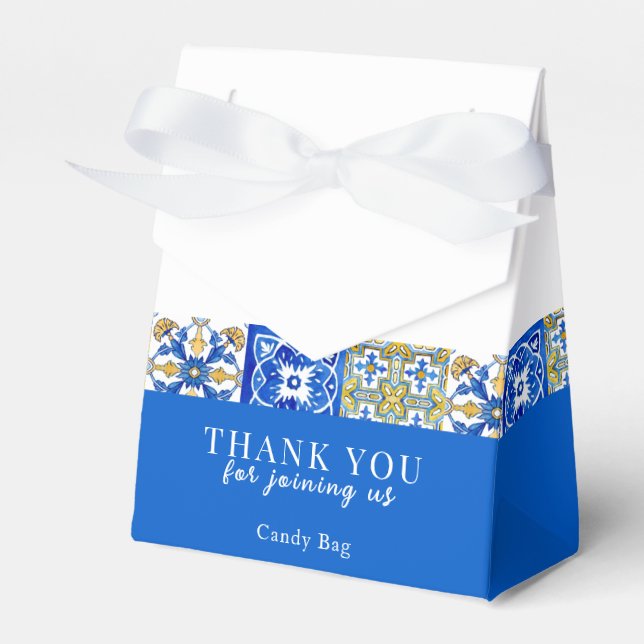 Mediterranean summer modern tile Wedding Favour Bo Favor Box (Front Side)