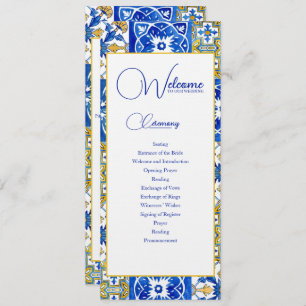 Mediterranean summer modern tile Wedding Program