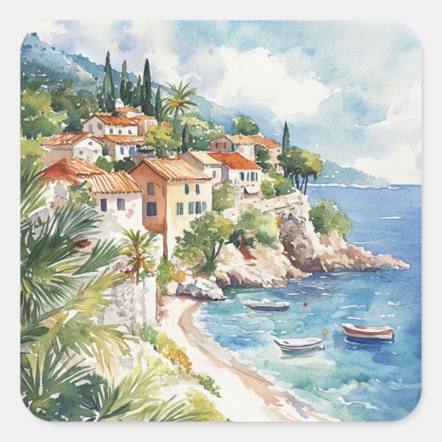 Mediterranean Summer Square Sticker (Front)