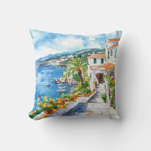 Mediterranean Summer Throw Pillow (Front)