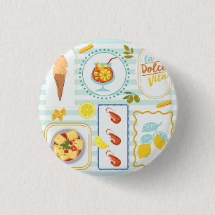 Mediterranean Summer Vibes 1 Inch Round Button