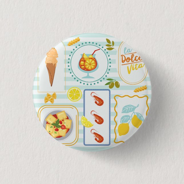 Mediterranean Summer Vibes 1 Inch Round Button (Front)