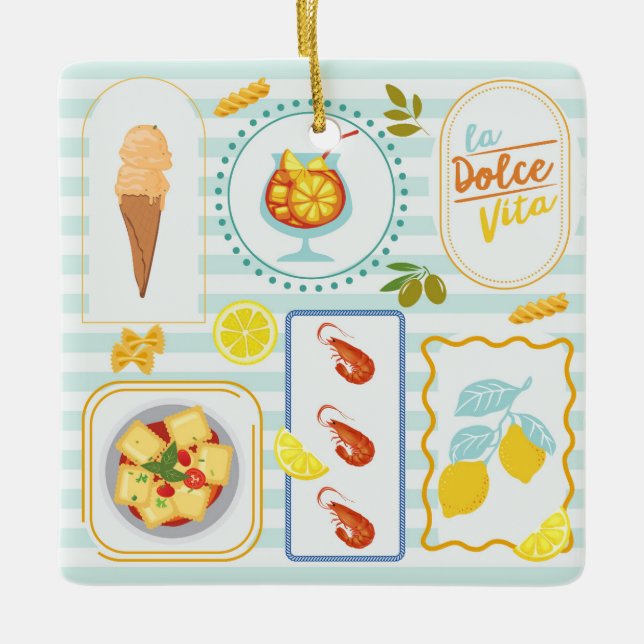 Mediterranean Summer Vibes Ceramic Ornament (Front)
