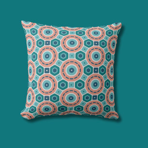 Mediterranean Summer Vibes Geometric Pattern Throw Pillow