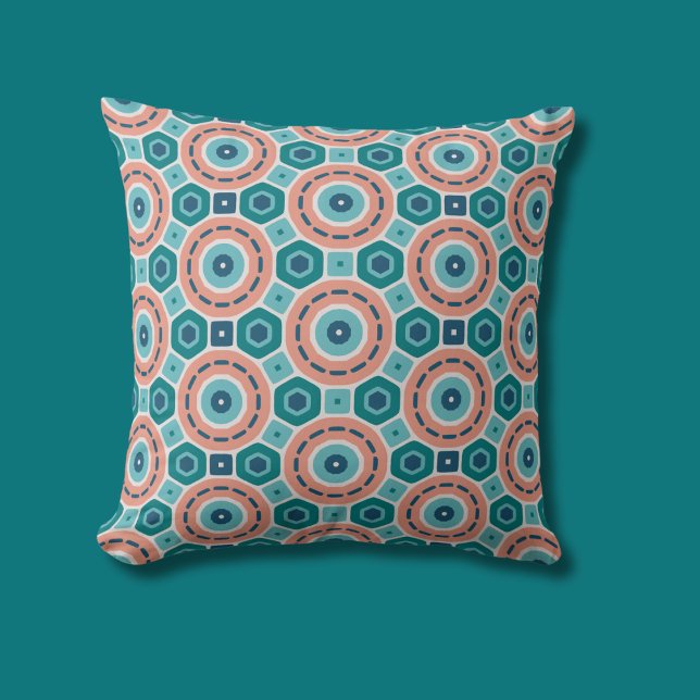 Mediterranean Summer Vibes Geometric Pattern Throw Pillow (Creator Uploaded)