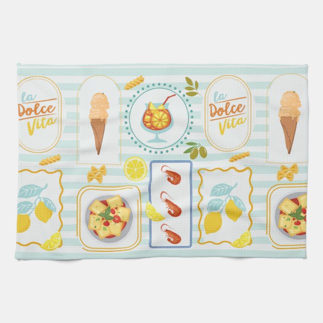 Mediterranean Summer Vibes Kitchen Towel (Horizontal)