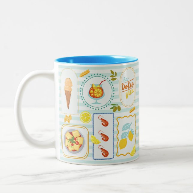 Mediterranean Summer Vibes Two-Tone Coffee Mug (Left)