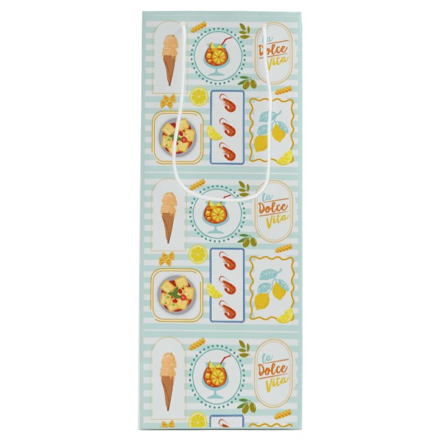 Mediterranean Summer Vibes Wine Gift Bag (Front)