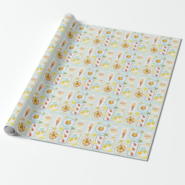 Mediterranean Summer Vibes Wrapping Paper (Unrolled)