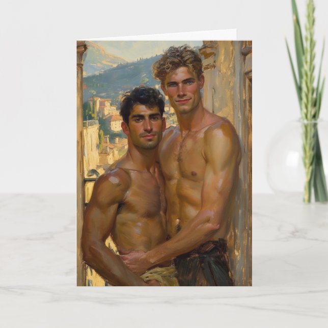 Mediterranean Sunrise Embrace Card (Front)