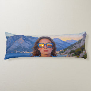 Mediterranean Sunset Reflections – Modern Coastal  Body Pillow