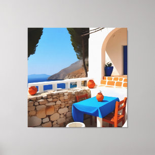 Mediterranean Terrace View Canvas Print