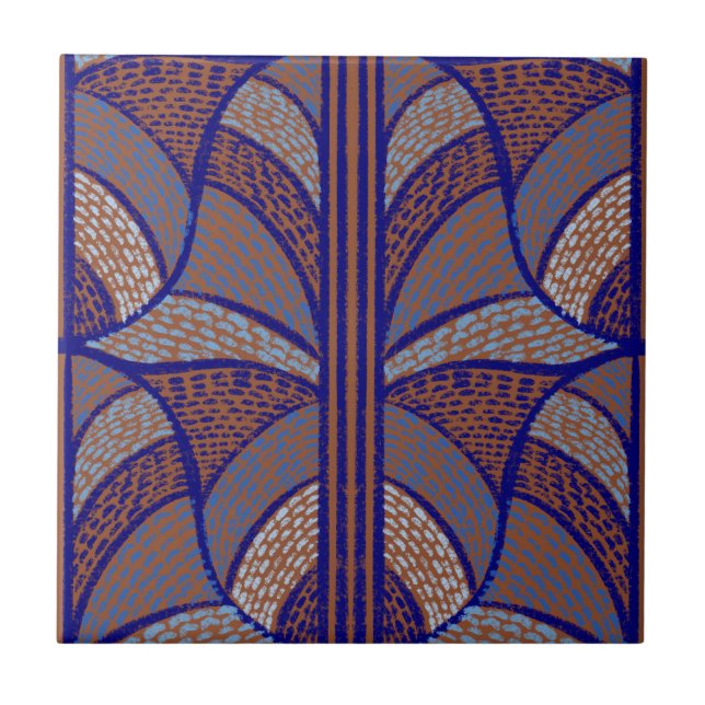 Mediterranean Terracotta & Blue Mosaic Pattern  Tile (Front)