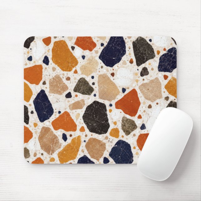 Mediterranean Terrazzo Abstract Design Mouse Pad (With Mouse)