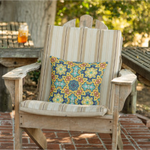 Mediterranean tile bohemian aesthetic outdoor pillow