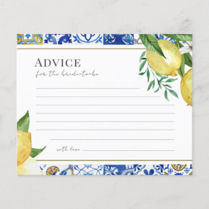 Mediterranean Tile Citrus Bride Advice Card