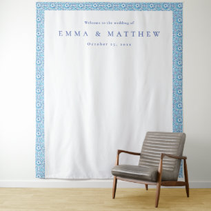 Mediterranean Tile Coastal Wedding Tapestry