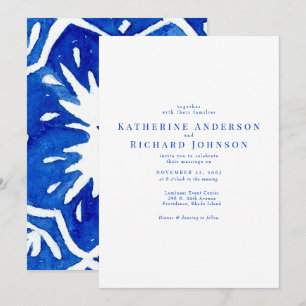  Mediterranean Tile Cobalt Blue & White Wedding Invitation