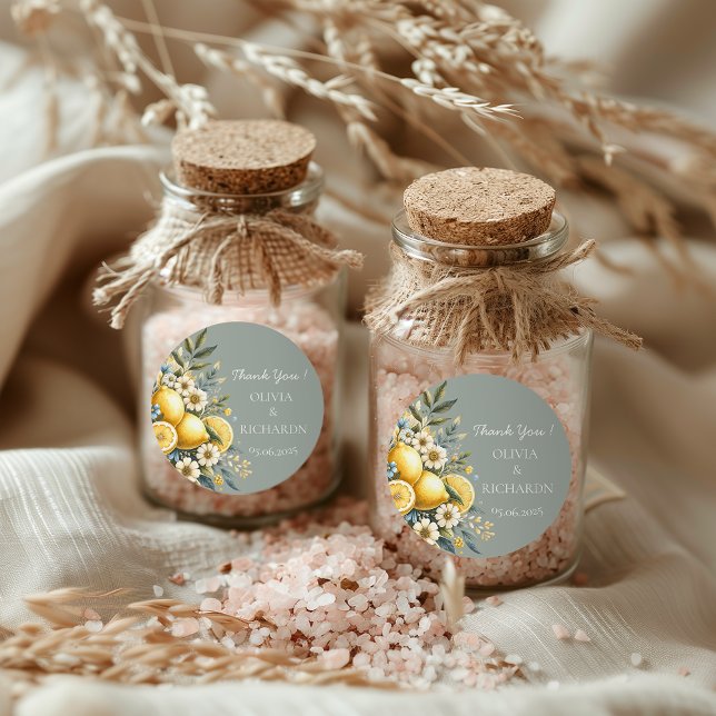 Mediterranean Tile flower Italian Positano Lemon Classic Round Sticker (Creator Uploaded)