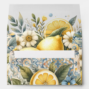 Mediterranean Tile flower Italian Positano Lemon Envelope